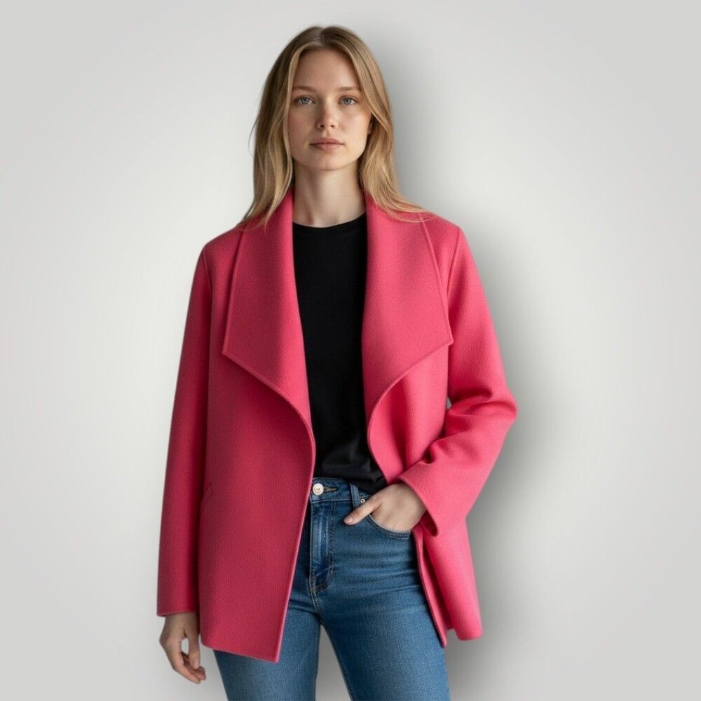 TALBOTS Jacket Women Size XL Pink Wool Blazer Coat Double-Faced